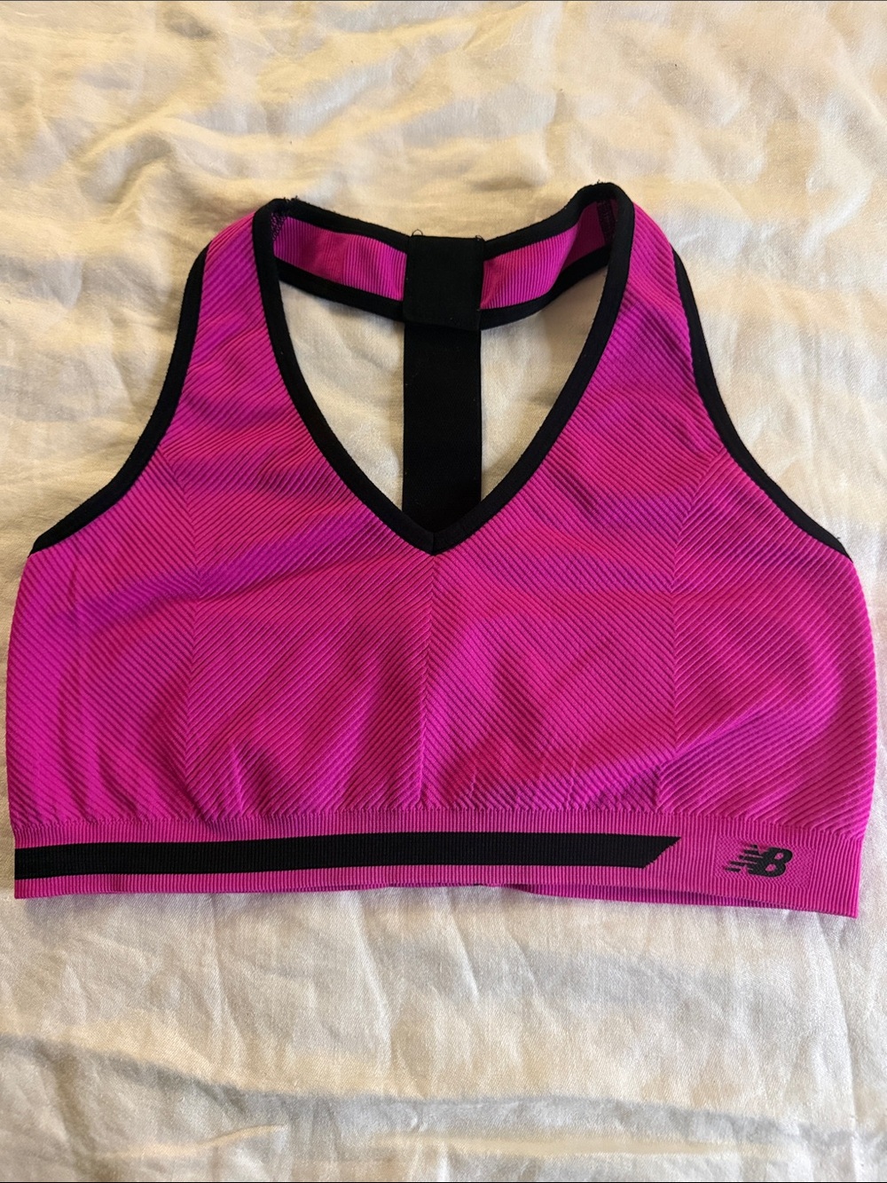 New Balance Hot Pink and Black Racerback Sports Bra